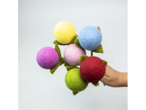 Bulk Handmade Felt Pom Pom Ball Flowers for Decor - Felt and Yarn