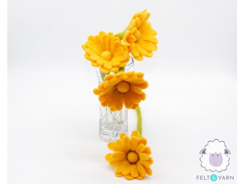 30cm Bulk Handmade Felt Daisy Flowers in Yellow and Purple