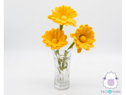 30cm Bulk Handmade Felt Daisy Flowers in Yellow and Purple