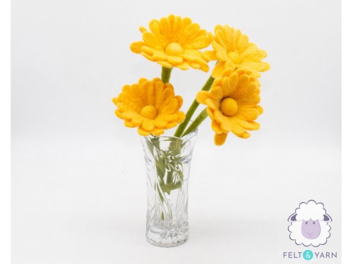 30cm Bulk Handmade Felt Daisy Flowers in Yellow and Purple