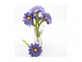 Bulk Handmade Felt Daisy Flowers in Yellow and Purple - Felt and Yarn