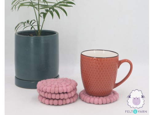 10cm Solid Color Felt Ball Coaster Collection