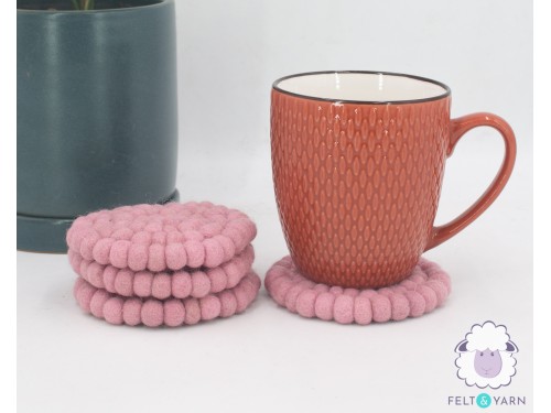 10cm Handmade Felt Ball Coasters – Solid Color Collection