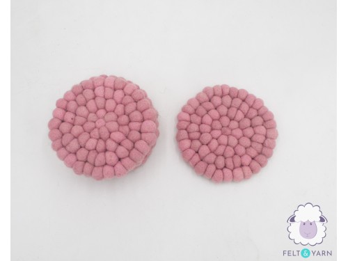 10cm Handmade Felt Ball Coasters – Solid Color Collection