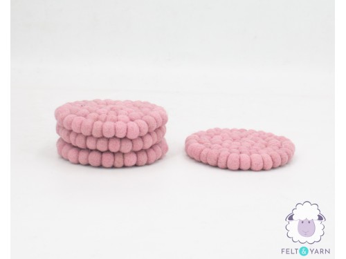 10cm Handmade Felt Ball Coasters – Solid Color Collection