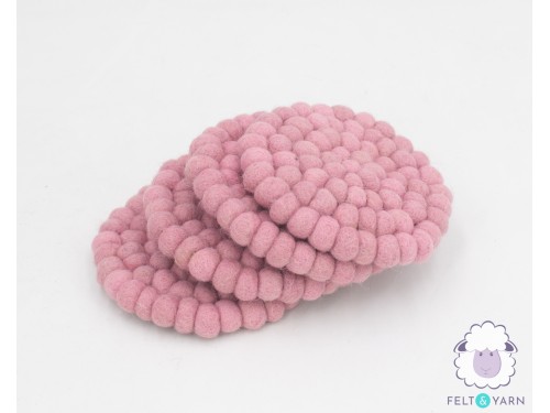 10cm Solid Color Felt Ball Coaster Collection