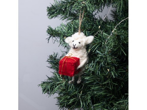 Handmade Wool Felt Christmas Sheep Ornaments