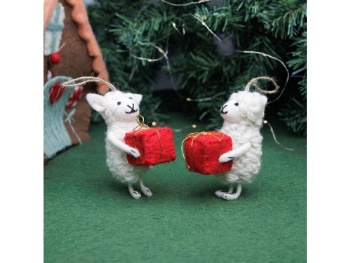 Handmade Wool Felt Christmas Sheep Ornaments