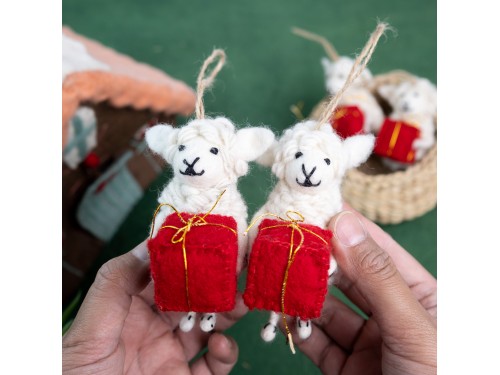 Handmade Wool Felt Christmas Sheep Ornaments