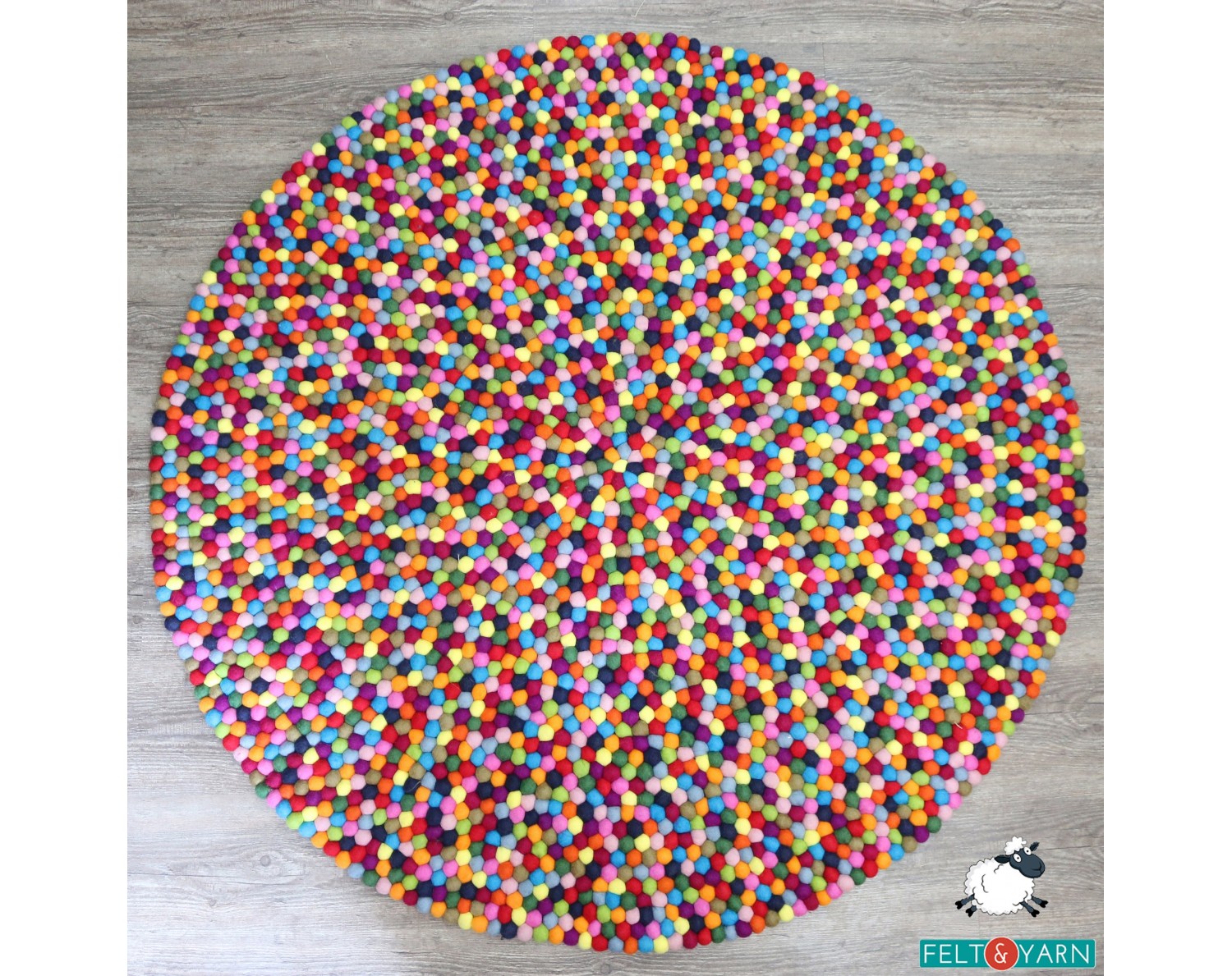 Multicolor Round Felt Ball Rug