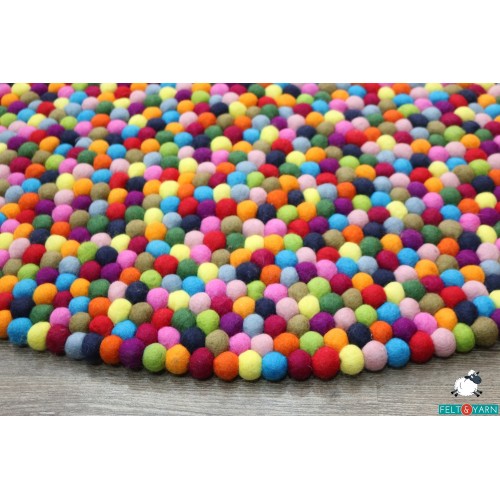 Multicolor Round Felt Ball Rug