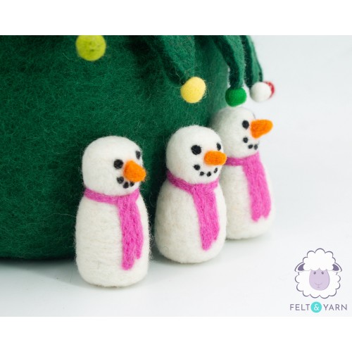 5x8cm Multicolor Scarfed Felt Snowmen