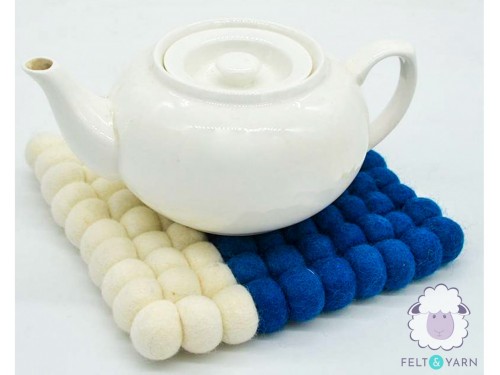 20x20cm Square Multicolor Felt Ball Trivet Collection