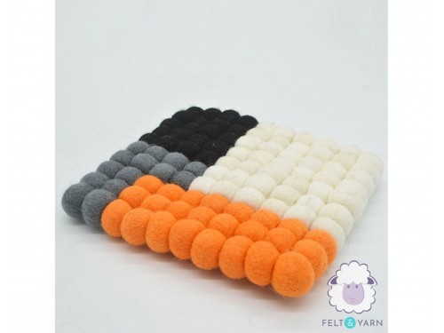 20x20cm Square Multicolor Felt Ball Trivet Collection