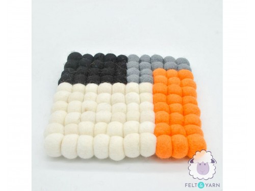 20x20cm Square Multicolor Felt Ball Trivet Collection