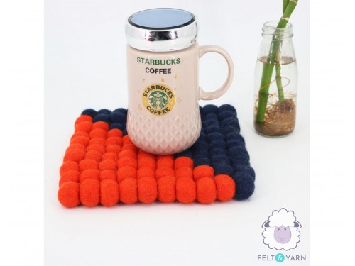 20x20cm Square Multicolor Felt Ball Trivet Collection
