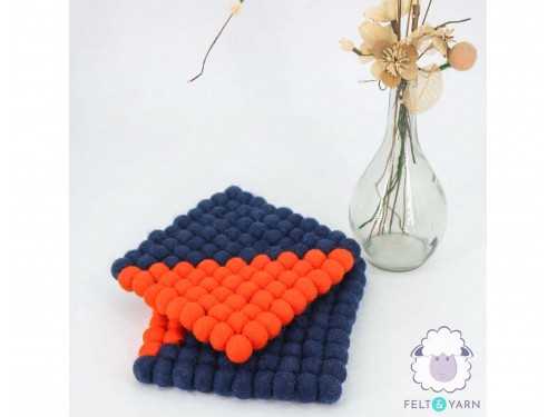 20x20cm Square Multicolor Felt Ball Trivet Collection