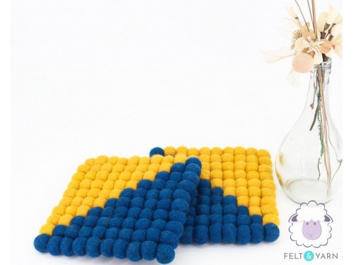 20x20cm Square Multicolor Felt Ball Trivet Collection