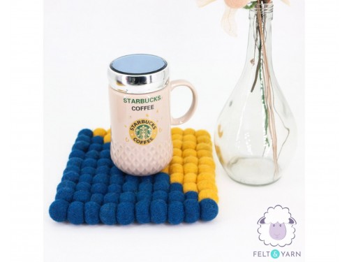 20x20cm Square Multicolor Felt Ball Trivet Collection