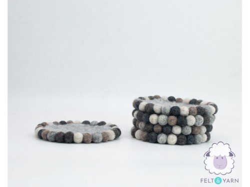 10cm Handmade Felt Ball Coaster Collection