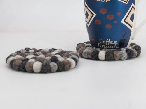 10cm Handmade Felt Ball Coaster Collection