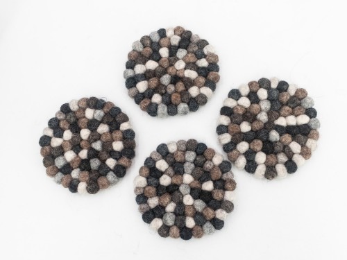 10cm Handmade Felt Ball Coaster Collection