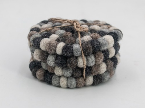 10cm Handmade Felt Ball Coaster Collection