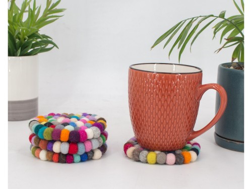 10cm Handmade Felt Ball Coaster Collection