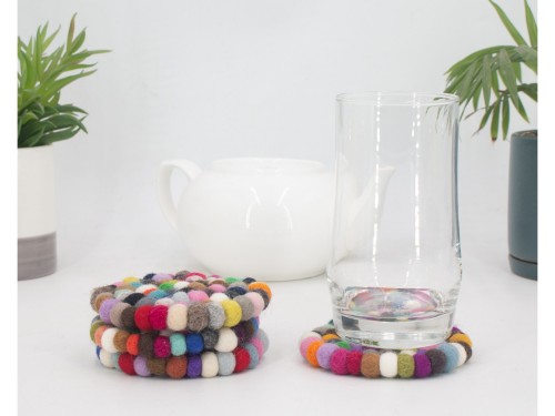 10cm Handmade Felt Ball Coaster Collection