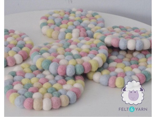 10cm Handmade Felt Ball Coaster Collection