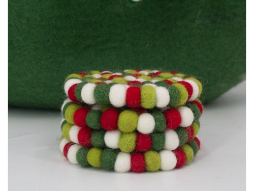 10cm Handmade Felt Ball Coaster Collection