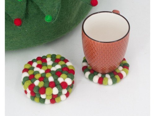 10cm Handmade Felt Ball Coaster Collection