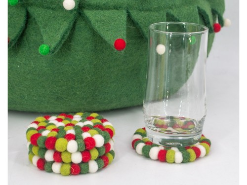 10cm Handmade Felt Ball Coaster Collection
