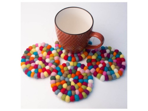 10cm Handmade Felt Ball Coaster Collection