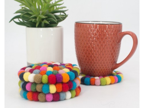 10cm Handmade Felt Ball Coaster Collection