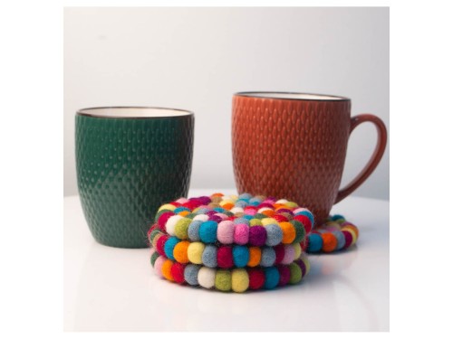 10cm Handmade Felt Ball Coaster Collection