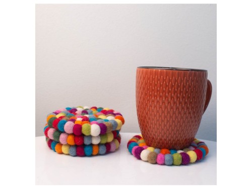 10cm Handmade Felt Ball Coaster Collection