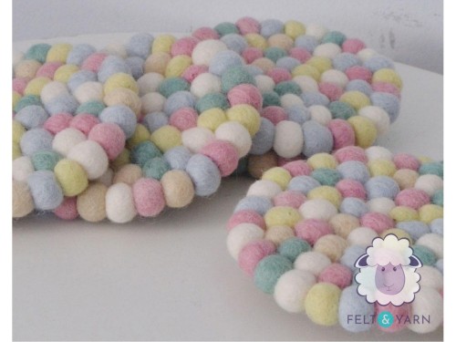 10cm Handmade Felt Ball Coaster Collection