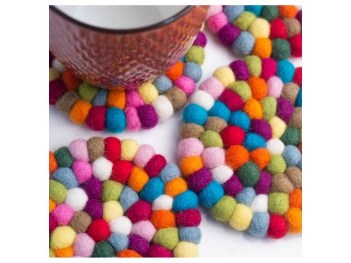 10cm Handmade Felt Ball Coaster Collection