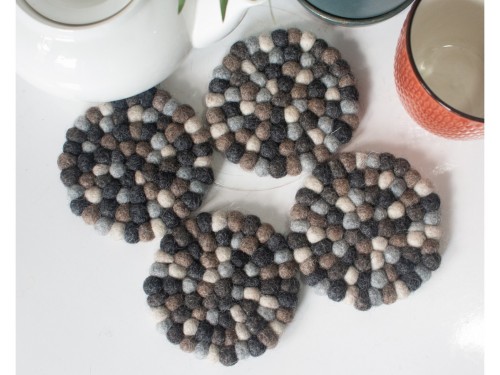 10cm Handmade Felt Ball Coaster Collection