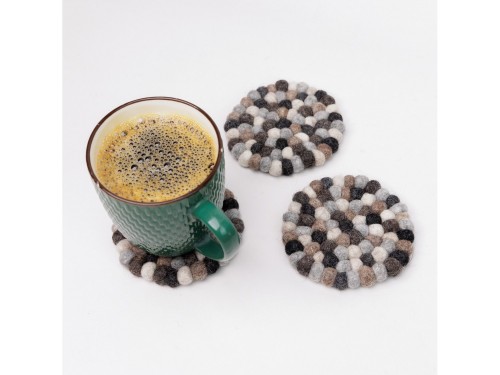 10cm Handmade Felt Ball Coaster Collection