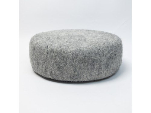Handcrafted Black Round Felt Pouf