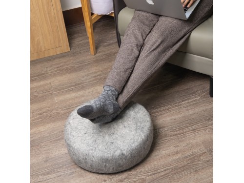 Handcrafted Black Round Felt Pouf