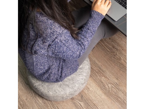 Handcrafted Black Round Felt Pouf
