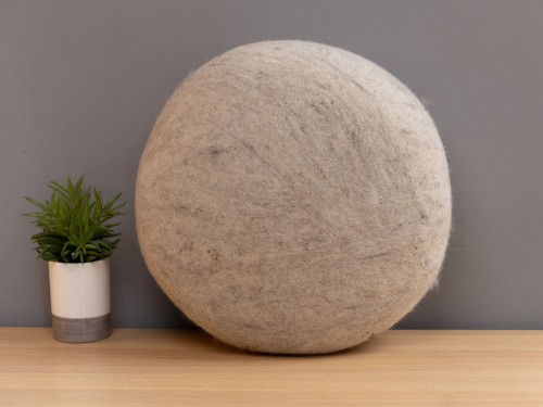 Handcrafted Black Round Felt Pouf