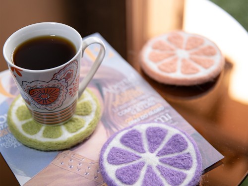 10cm Lemon Slice Wool Felt Sheet Coaster Collection