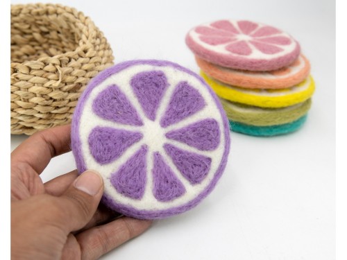 10cm Lemon Slice Wool Felt Sheet Coaster Collection
