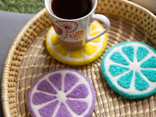 10cm Round Wool Felt Sheet Coaster Collection