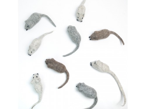 9cm Wool Felt Mice - Felt Cat Toy