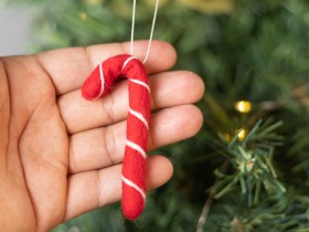10cm Handmade Wool Felt Candy Cane